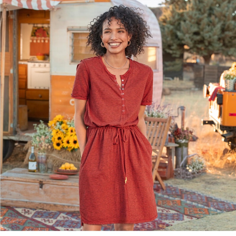 Sundance Candice Easy Dress Size S in Red Chili Stripe